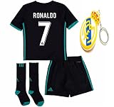 Real Madrid Youth Kid Cristiano Ronaldo 2017年2018 17 18サッカーAway Jerseyキット:ジャージー、ショート、靴下 ブラック