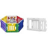 【セット買い】日本育児 ベビーサークル ミュージカルキッズランド DX 6ヶ月~3歳半対象 おもちゃパネル付のベビーサークル+拡張フレーム