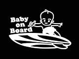 カッティングステッカー【SURF BABY ON BOARD（BOY）】カラー：ホワイト　左向き [並行輸入品]