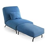 LOWYA （ロウヤ） 座椅子 一人掛け オットマンセット 脚付き ワイド デニム生地 おしゃれ ブルー