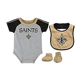 New Orleans Saints Newborn NFL 3 Piece Creeper Bib Bootie Set