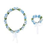 SUND　花冠　造花 人工観葉植物　花かんむり　花輪　調節可能　手作り　シルクフラワー　ブレスレット付き　森ガール　子供から成人まで被れる　春のピクニック　結婚式　パーティー　お祝い　適用　選べる5色
