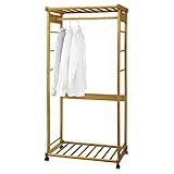 コートハンガー 衣類収納 キャスター 木製コートハンガー ブラウン