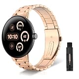 [ReHowy] Google Pixel Watch 4/3 45MM 対応 交換バンド ビジネス風 ステンレス製 ピクセルウォッチ4 45mm 交換ベルト サイズ調節可能 調整工具付き 替えベルト コンパチブル Google Pixel Watch 4 45mm バンド ローズゴールド