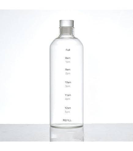 Amazon | 透明なウォーターボトル、500ml、ホウケイ酸ガラス製、サイズ