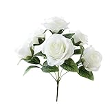 Vosarea 人工花7頭ホームウェディングパーティー装飾（白）のためのローズブーケ
