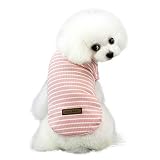 Kingsie 犬服 Tシャツ 夏用 犬の服 可愛い ストライプ ベスト ドッグウェア 中小型犬 猫 ペット服 春夏秋 お出かけ 散歩 (L, ピンク)