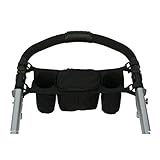 ベビーカー用バッグ ベビーカー用ボトルホルダー 収納バッグ ポケット付き オムツ 小物入れ 多収納 カート ベビーカーに取り付ける ママバッグ 取り外し簡単 多機能 おでかけ ブラック