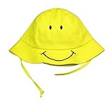Roffatide 子供 スマイリーフェイス 釣り帽子 日よけ帽子 男の子 女の子 春夏 アウトドア 紫外線対策 コットン帽子 イエロー 52