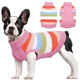 Kuoser 犬用セーター 犬服 保温服 ニット ハイネックセーター 防寒服 ニットパターン 柔軟 厚み 犬の服 小型犬 中型犬 秋冬 防寒対策 猫服 オシャレ 可愛い 誕生日 聖夜 新年 ペットウェア犬服 レッドM