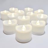 High Quality Flameless Candles, Set of 12 Battery Operated Tea Lights with 6 Hour Timer and Warm Whi