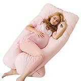 Sindax 妊婦 抱きまくら U字型 マタニティ コットン 授乳 クッション カバー付き 洗える 130 x 70 cm （ピンク）