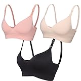 CooShco　3枚パック　BAOMOSI レディース　シームレス　授乳マタニティ　ブラ　プッシュアップ　快適睡眠　ブラレット US サイズ: M カラー: ブラック