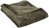 (Sage) - Northpoint High Pile Plush Throw with Dobby Mink Border, Taupe