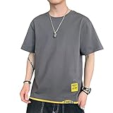 CHYOUL Tシャツ メンズ カットソー ラウンドネック 半袖 無地 丸首 綿100％スポーツトップスファッション 春、夏、秋、冬の紳士服