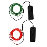 Baoblaze ELワイヤー　ネオン　LEDライト　2本　ステージ　バー　車　装飾　3メートル　赤＋緑　コントローラー付　