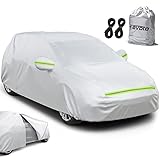 Favoto 車カバー 5層構造 運転席側ファスナー 防風ストラップ 収納袋付き 柔らかい内側層 防風 防水 防雪 強風 黄砂 防炎 防塵 紫外線対策 軽自動車用 (360×175×160cm)