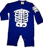 ホネホネ　長袖：ロンパース　アオ 　70・80ｃｍ (70ｃｍ)