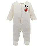 エルフ ベビー(Fairy Baby)ベビー服 カバーオールロンパース 足つき 長袖前開き ベージュ 9-12M