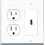 RiteAV ( 2ギャングDecorative ) 15 Ampラウンド電源コンセントHDMIテレビ壁プレートホワイト