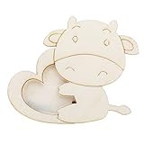 【ノーブランド 品】白ベース 木材 ピクチャーフォト フレーム 子供 手 DIY 牛の形