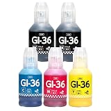 インクのチップス キャノン用 GI-36 互換インクボトル 4色+黒1本セット 全色顔料 GX4030 / GX5030 / GX5130 / GX5530 / GX6030 / GX6530 / GX7030 / GX7130 対応