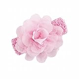 AUhappy?(ア.ユーハッピー?) ベビー ヘアバンド レース シフォン お花 伸縮性 髪飾り ヘア アクセサリ お宮参り (ピンク)