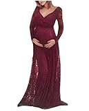 Nicellyer 女性のプラスサイズの固体色のついた出産の深いvネックドレス Wine Red M