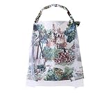 上質 授乳ケープ 薄手のスカーフ 授乳服 ポンチョ 調節ヒモ 授乳カバー ワイヤー入り コットン100％ お出かけ 多機能 オシャレ 北欧の町 花柄 ママ 収納袋付き 夏用