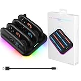 Switch 2 ジョイコン用 充電器【2025新登場】PhyiFlbey ニンテンドースイッチ2 用 4in1 収納 一体型 Switch 2 充電スタンド RGB雰囲気灯付き 急速充電 取付簡単 省スペース Switch 2 周辺機器対応 黒