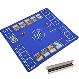 Dnoymab フルサイズ プレイマット 60×60cm 厚3mm TCG ラバー カードゲーム用 マット トレーディング 2人用 滑り止め 全面縫製 安定感向上 収納バッグ付き（厚手3mm 青い）