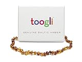 Cognac Baltic Amber Teething Necklace by Toogli TM - Soothing Natural Pain Relief for Your Baby - Sa