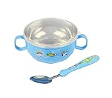ステンレススチールベビーボウル＆スプーンホームキッズ食べる青