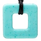 Teething Bling Jade Square Pendant Teether Necklace by Teething Bling