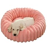 DICOCO 犬 ベッド 通年 丸型 直径40cm～90cm ふわふわ ペットベッド 洗え 滑り止め 犬猫兼用 犬 クッション 犬用ベッド 洗濯可能 オールシーズン ぐっすり眠る ピンク 50cm