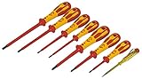 C. K Tools T49193 Dextro VDE Insulated Slotted/PoziDrive Screwdriver Set, 8-Piece [並行輸入品]