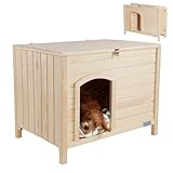 Petsfit 犬小屋 折りたたみ式 組立不要 天然杉木製 ペットハウス 犬舎 室内 中小型犬・猫用 防潮 通気性 清潔簡単 安全・快適な休憩スペース