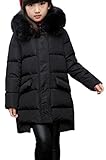 (コ-ランド) Co-land 子供服 ダウンジャケット キッズコート 女の子ジャンパー フード付き ロング丈綿服 ガールズ上着 厚手 韓国風アウターウエア あったか 冬防寒 ブラック 140
