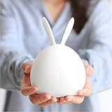 AmuseNd LED Baby Night Light Rabbit Silicone Cute Bedside Tap Control lamp Gift for Kids Birthday Ho