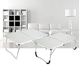 DEWEL 折り畳みサイドテーブル　折りたたみローテーブル ノートパソコンスタンド　 サイドテーブル カラフル スリム 折れ脚 コンパクト ポータブルテーブル・キャンプ・アウトドア 折畳テーブル ベッド ソファ 利用可能 (シルバー)