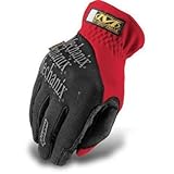 Large Red FastFit Synthetic Leather And Spandex Mechanics Gloves With Reinforced Thumb, Index Finger