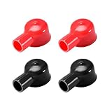 uxcell バッテリー端子絶縁ゴムプロテクターカバー レッド ブラック 1ペア 12mmx22mm、2ペア