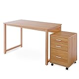 LOWYA （ロウヤ） デスクセット ワゴン パソコンデスク 勉強机 スチール脚 オーク 木目調 サイドチェスト キャスター付 学習机 新生活 選べる3サイズ 幅140cm