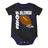 Baltimore Ravens幼児0 – 3ヶ月Onesie Footballロゴボディスーツ – ブラックW /チームカラーアクセント