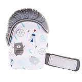 Baoblaze ベビー用手袋　歯がため　ベビーおもちゃ　食品級シリコン製　調整可能　かわいい　全4色 - グレー