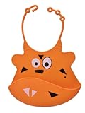 よだれかけ エプロン スタイ ビブ 可愛いベビー ビブス 赤ちゃん bibs　シリコンゴムなので使い勝手抜群！ オレンジ　タイガー君