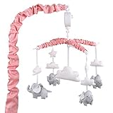 Coral Musical Mobile With Elephants, Clouds and Stars by The Peanut Shell by The Peanut Shell