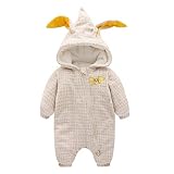 BabyUnisexジャンプスーツ クリスマス 長袖 ロンパー - かわいいウサギXmasフード付きジッパー服 男の子と女の子冬の赤ちゃんの服 子供たち厚い暖かいコートZhhyltt