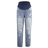 Zhuhaitf スマートなデザイン Comfort Slim Care Belly Denim Jeans Hole Pants Trousers Special for 妊婦の Maternity