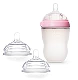 Comotomo コモトモ Natural Feel Baby Bottle Single Pack 哺乳瓶 250ml 1本& 替え乳首 6ヶ月～ 2個セット Fast Flow シリコン [並行輸